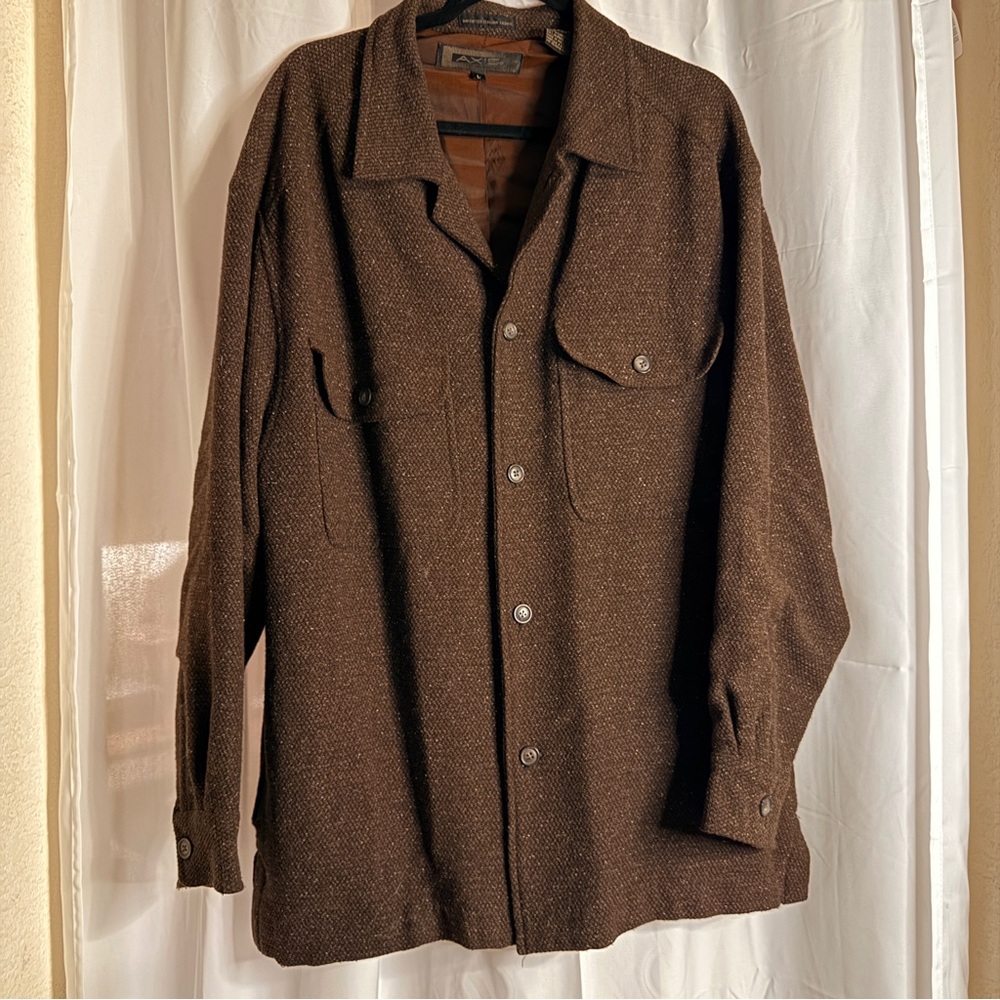 Vintage AXIS Italian Fabric Wool Blend Shirt Jacket | Brown | L